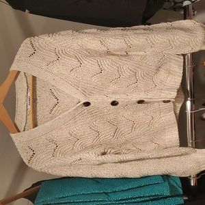 Old Navy Cropped Oatmeal cardigan - pretty open stitch NEW